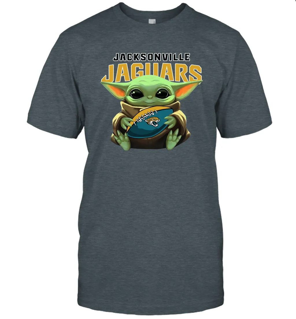 Baby Yoda Loves The Jacksonville Jaguars Star Wars Baby Yoda Hugs Jaguars NFL Mens T-Shirt