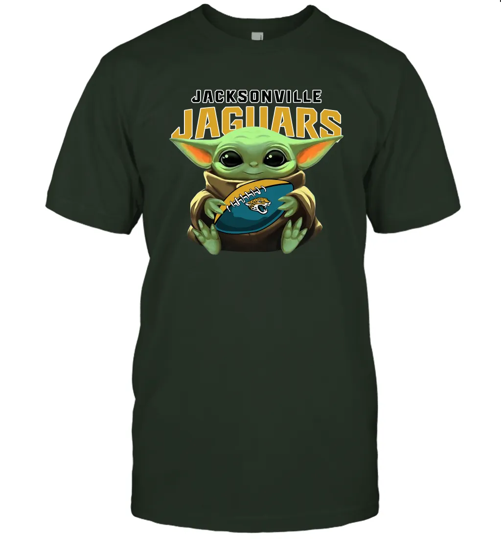 Baby Yoda Loves The Jacksonville Jaguars Star Wars Baby Yoda Hugs Jaguars NFL Mens T-Shirt