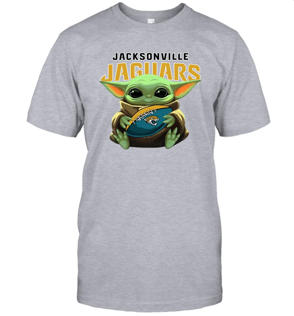 Baby Yoda Loves The Jacksonville Jaguars Star Wars Baby Yoda Hugs Jaguars NFL Mens T-Shirt