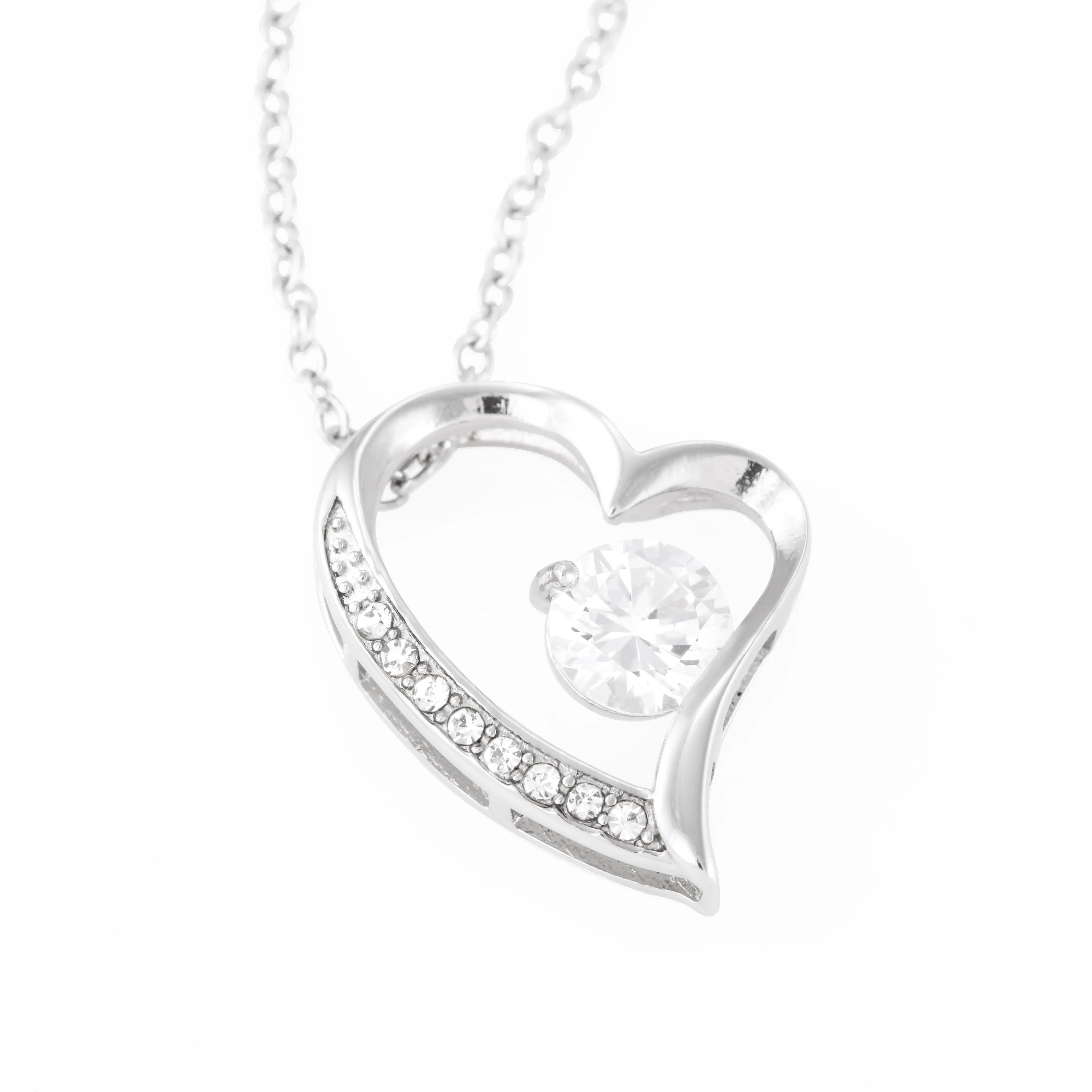 Beautiful Gifts For Valentine's Day Heart Pendant Necklace With Cubic Zirconia Stone