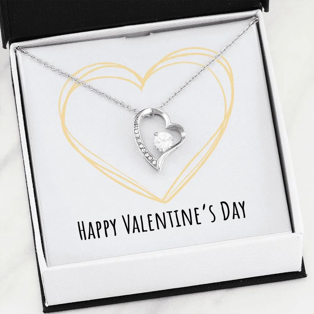 Beautiful Gifts For Valentine's Day Heart Pendant Necklace With Cubic Zirconia Stone