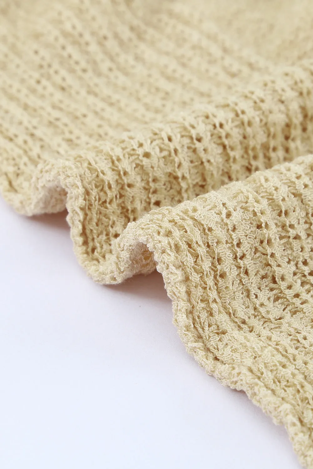 Beige Drop Shoulder Knitted Winter Sweater