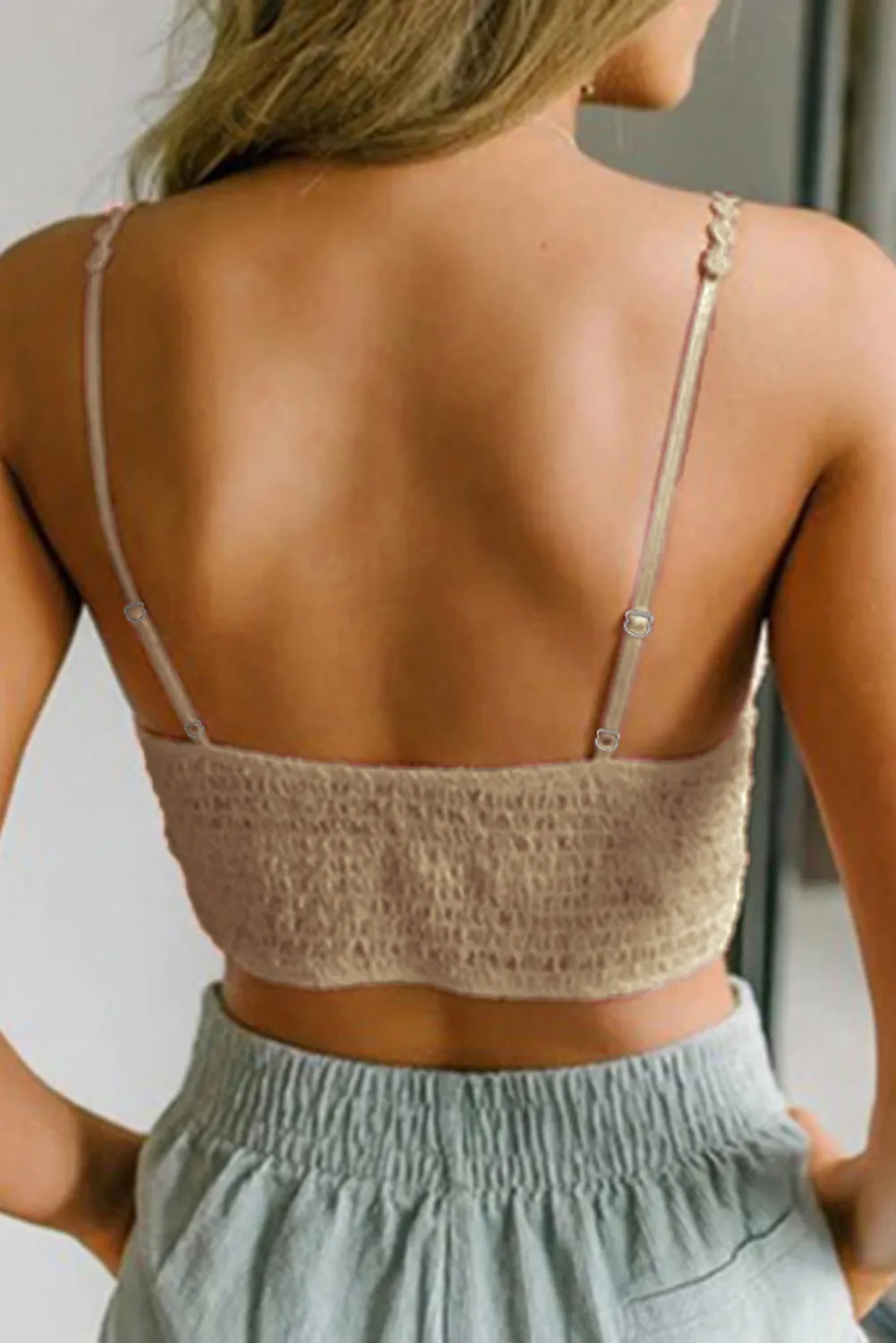 Beige Lace Sunrise Crop Bralette Top