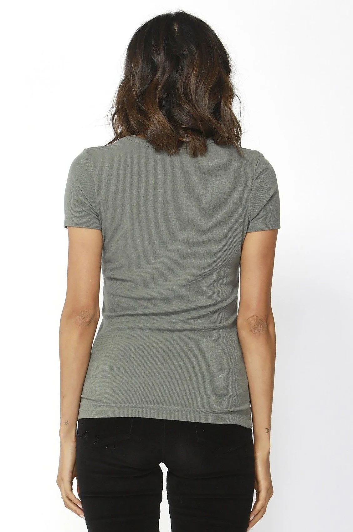 Betty Basics Ruby Rib Tee in Khaki