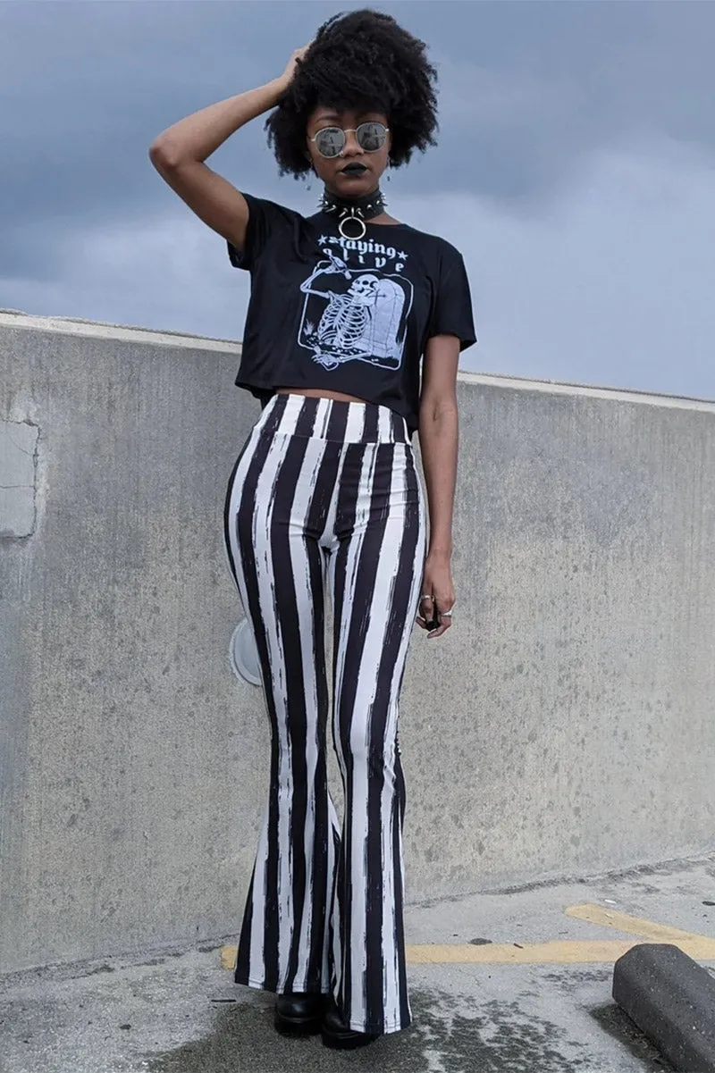 Black and White Striped Hellz Bellz Flares [BLACK/WHITE]