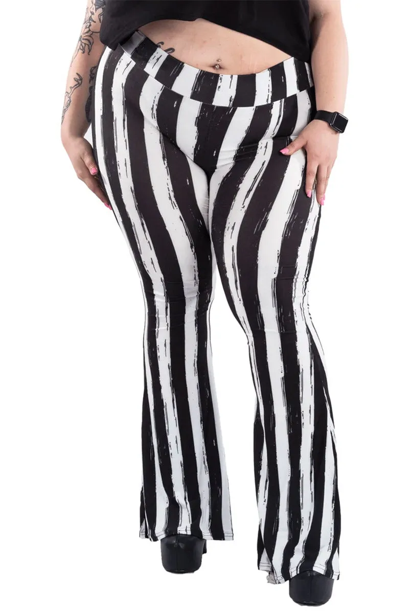 Black and White Striped Hellz Bellz Flares [BLACK/WHITE]