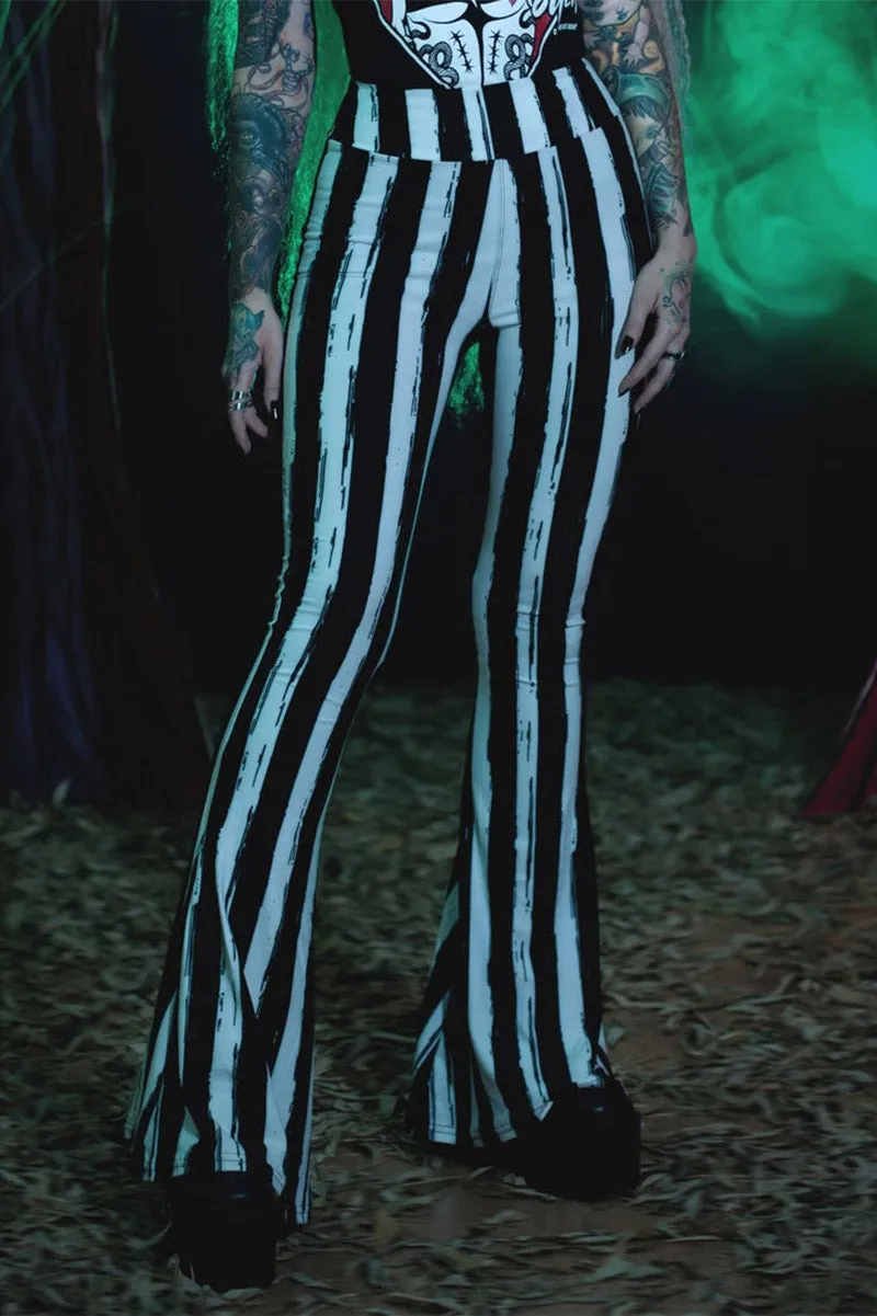 Black and White Striped Hellz Bellz Flares [BLACK/WHITE]