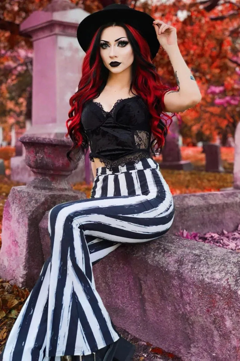 Black and White Striped Hellz Bellz Flares [BLACK/WHITE]