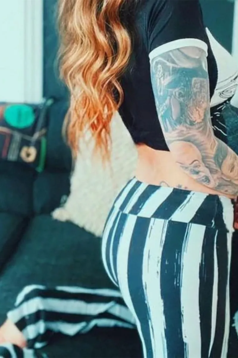 Black and White Striped Hellz Bellz Flares [BLACK/WHITE]