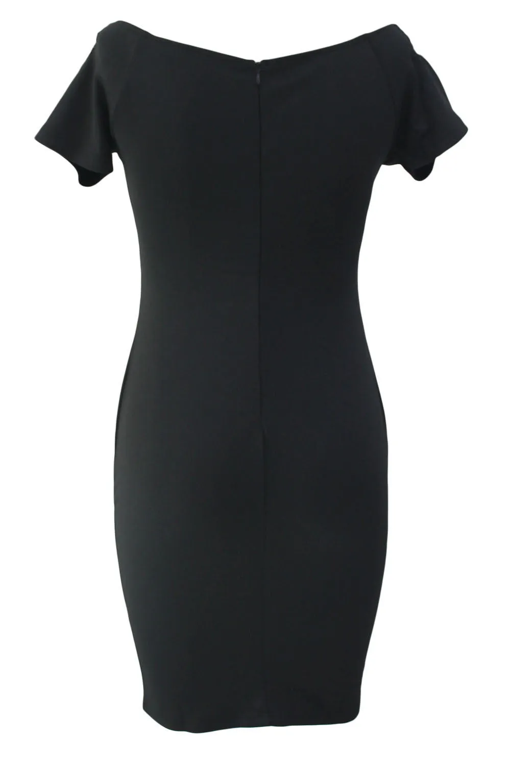 Black Bodycon Wiggle Short Sleeve Dress