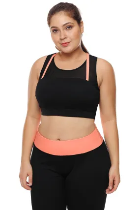 Black Coral Strap Crop Yoga Bra