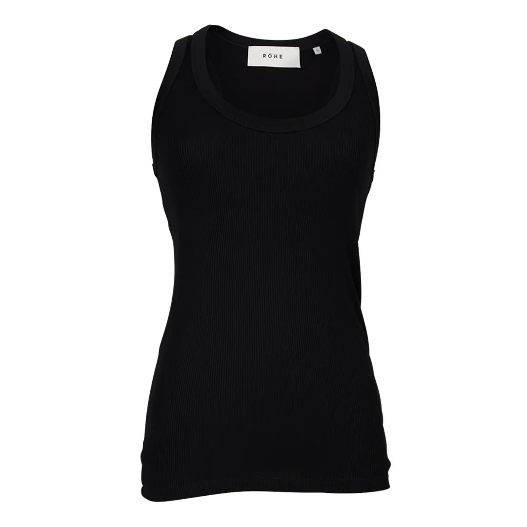 Black Cotton Tank Top