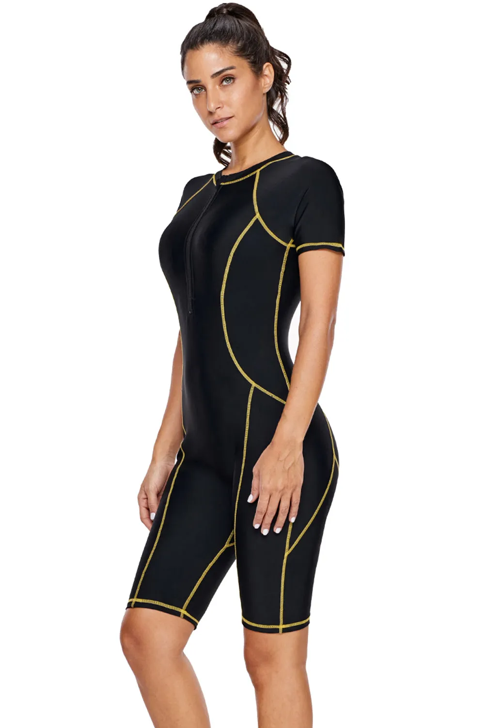 Black Front Zip Beach Wetsuit