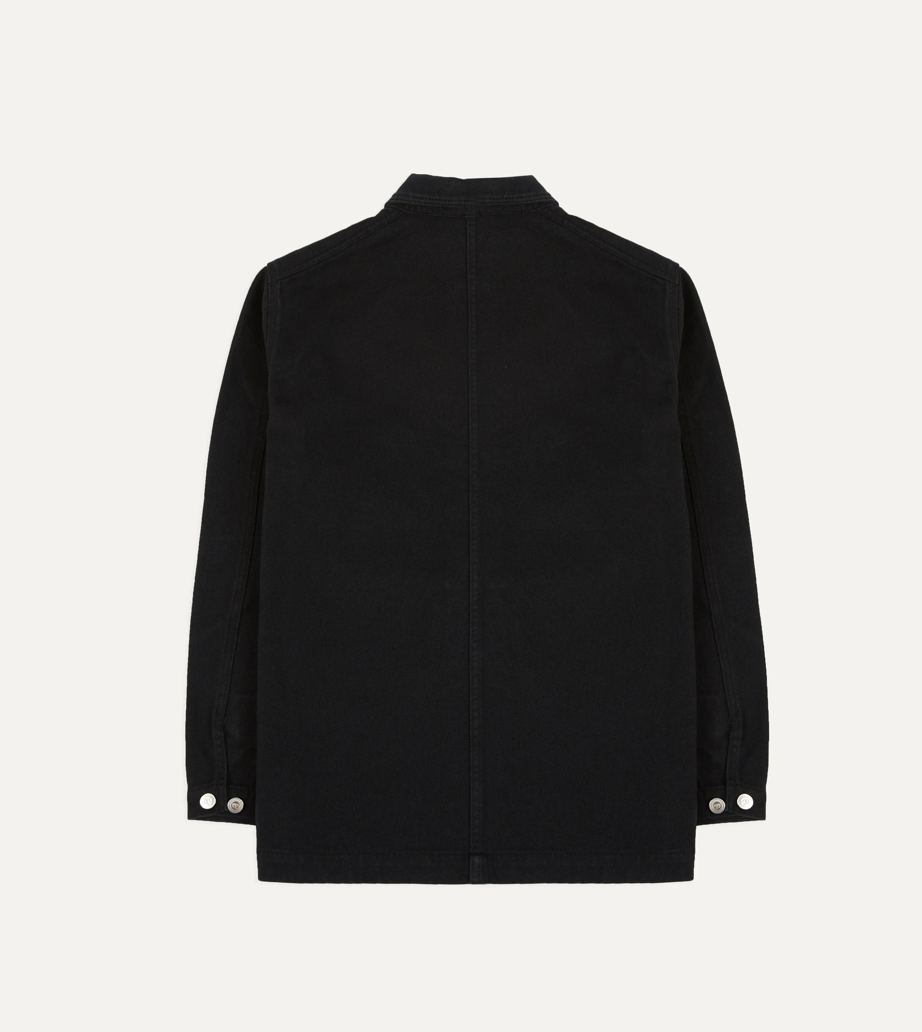 Black Heavy Twill Cotton Five-Pocket Chore Jacket