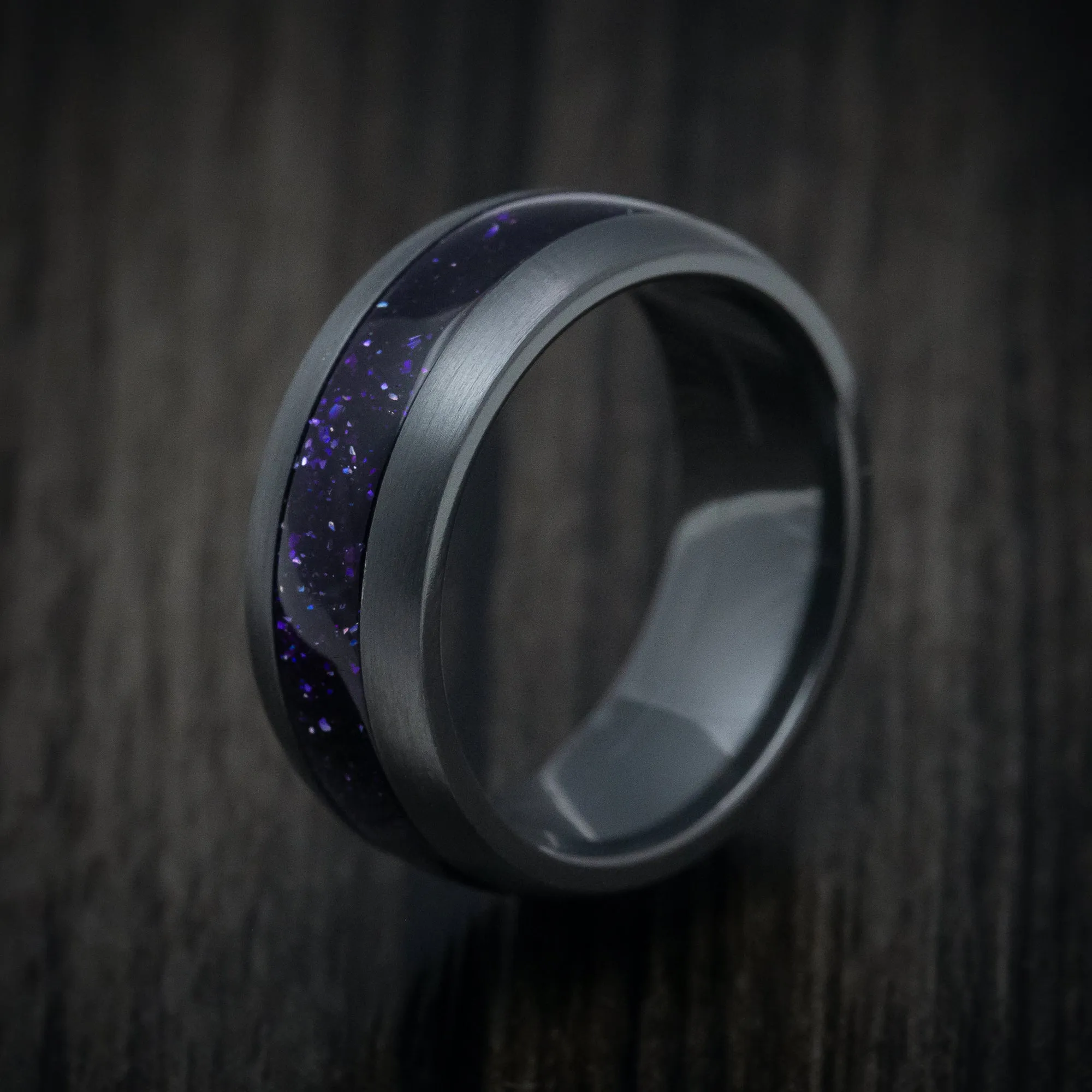 Black Titanium and DiamondCast Inlay Men's Ring Custom Made