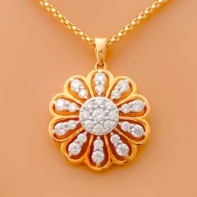 Blooming Flower 18k Rose Gold   Diamond Pendant Set