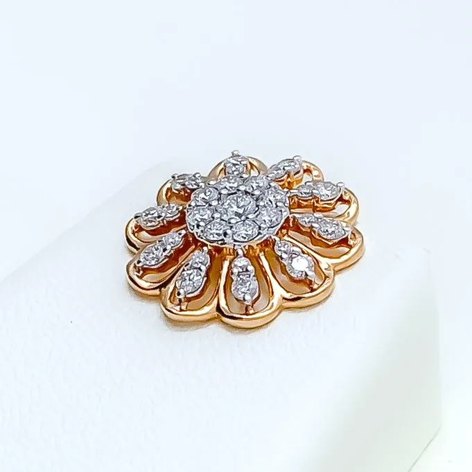 Blooming Flower 18k Rose Gold   Diamond Pendant Set