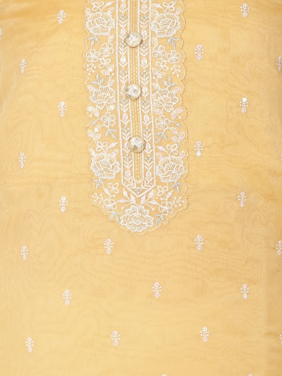 Booti Embroidered Organza Unstitched Suit Piece With Dupatta