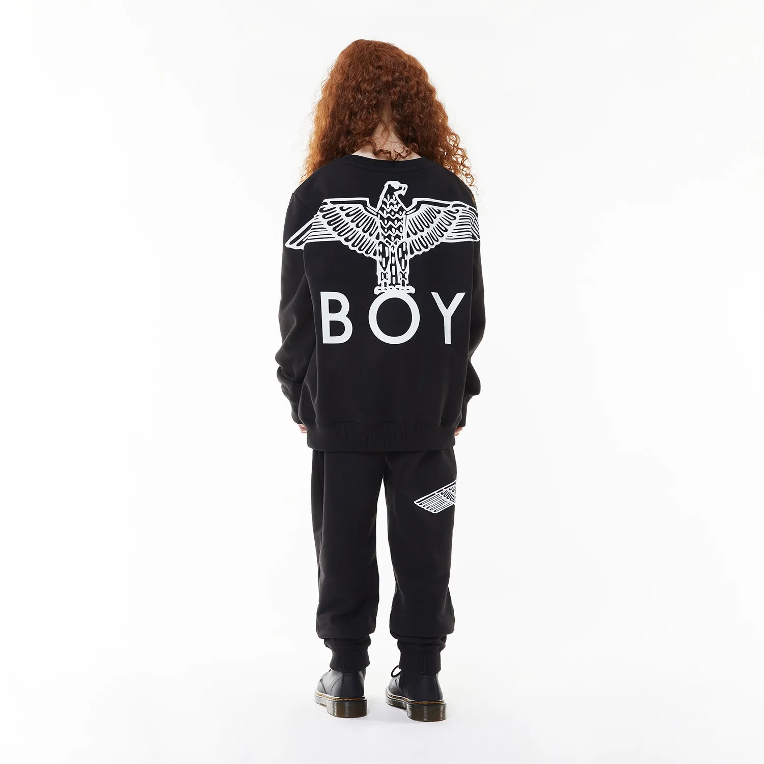 BOY EAGLE BACKPRINT KIDS SWEATSHIRT - BLACK