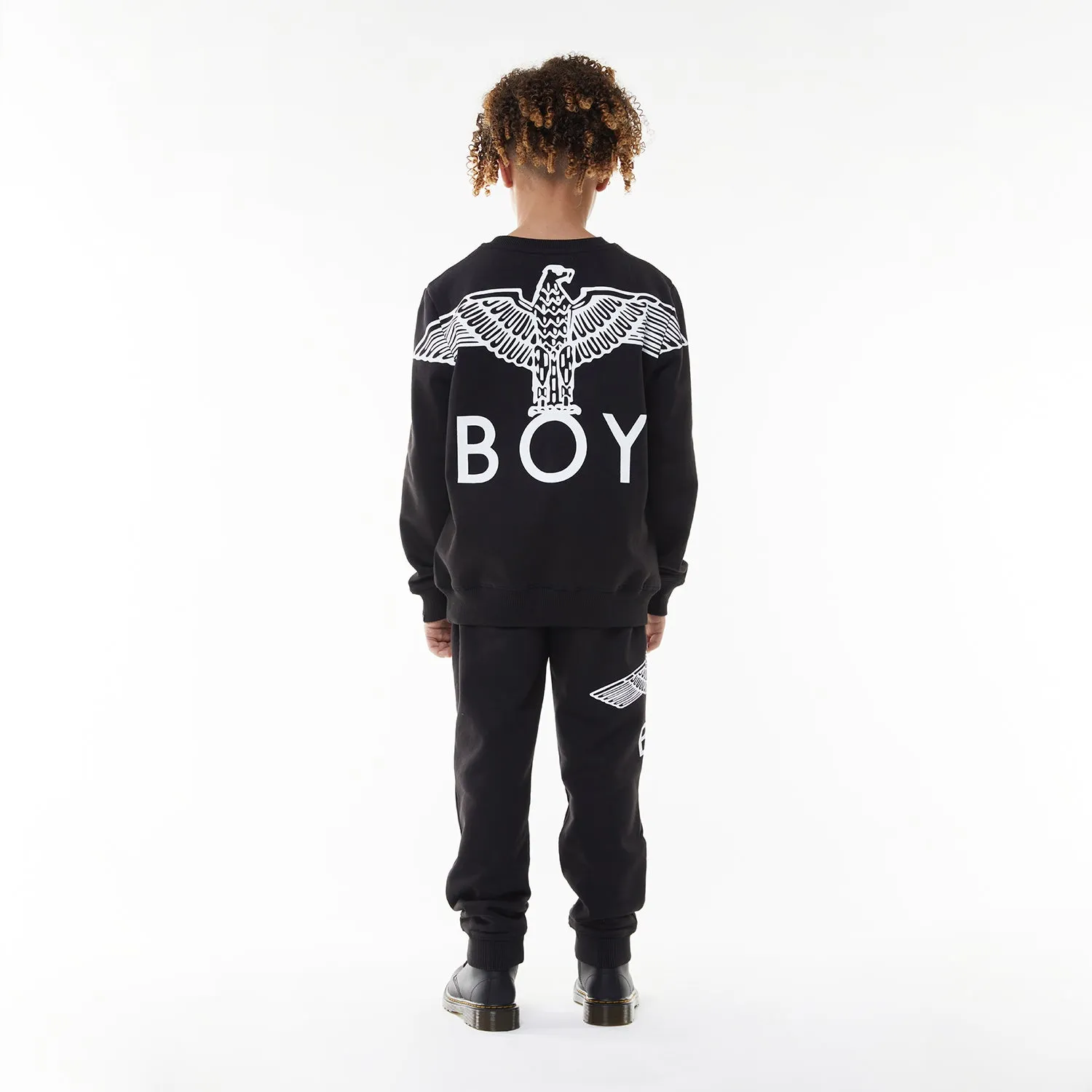 BOY EAGLE BACKPRINT KIDS SWEATSHIRT - BLACK