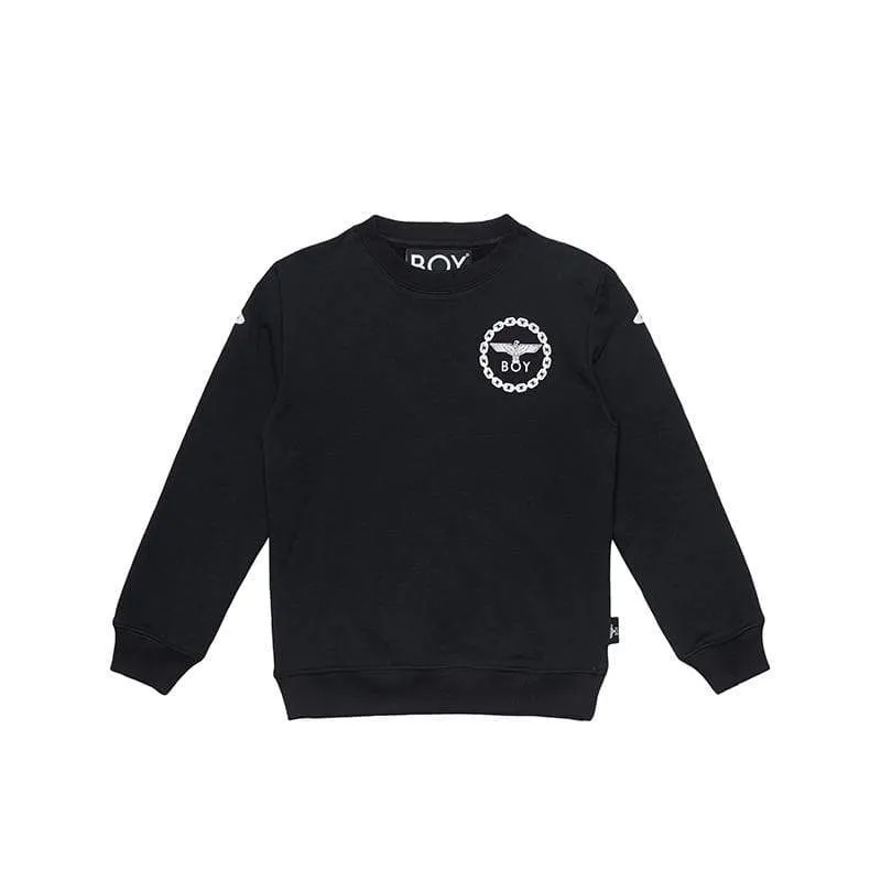 BOY EAGLE BACKPRINT KIDS SWEATSHIRT - BLACK