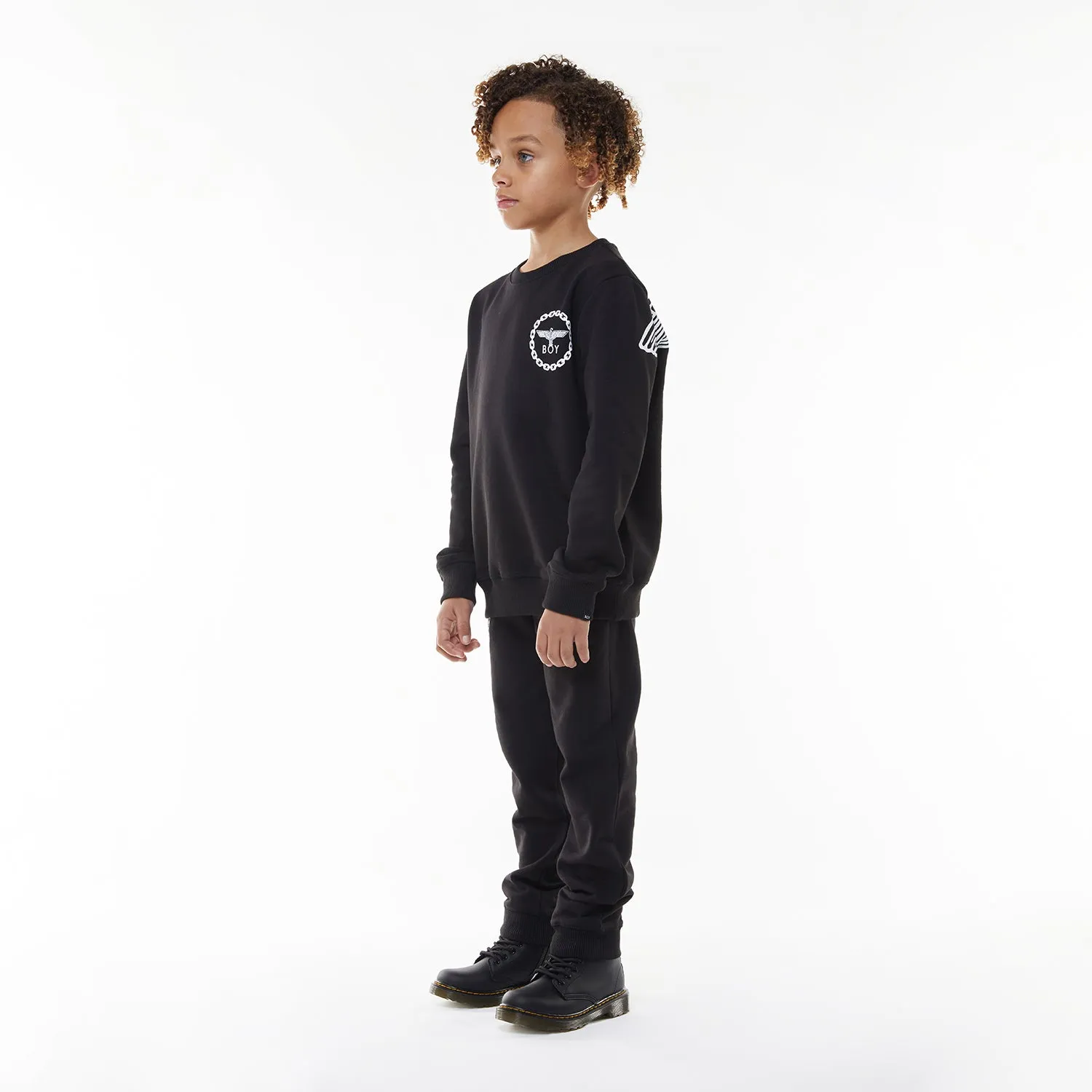 BOY EAGLE BACKPRINT KIDS SWEATSHIRT - BLACK