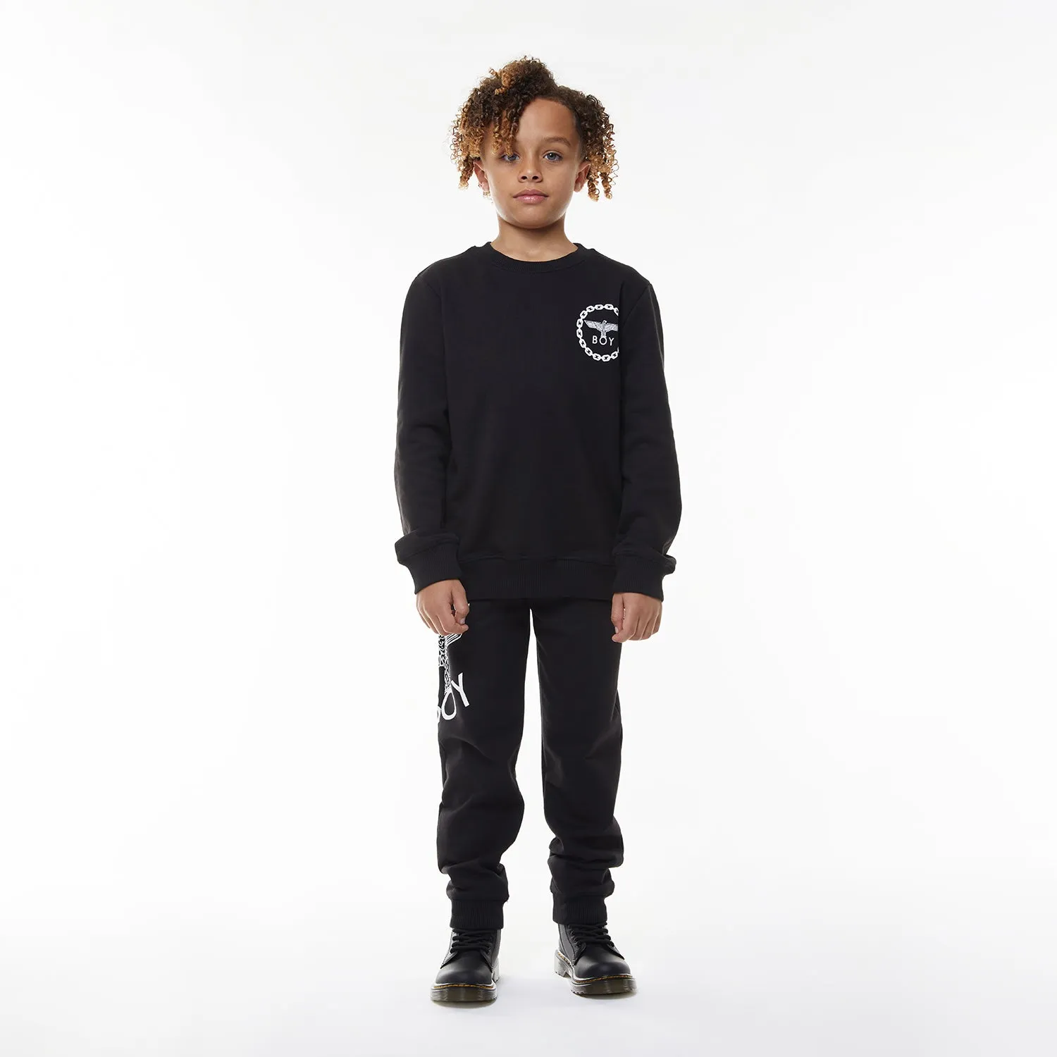 BOY EAGLE BACKPRINT KIDS SWEATSHIRT - BLACK