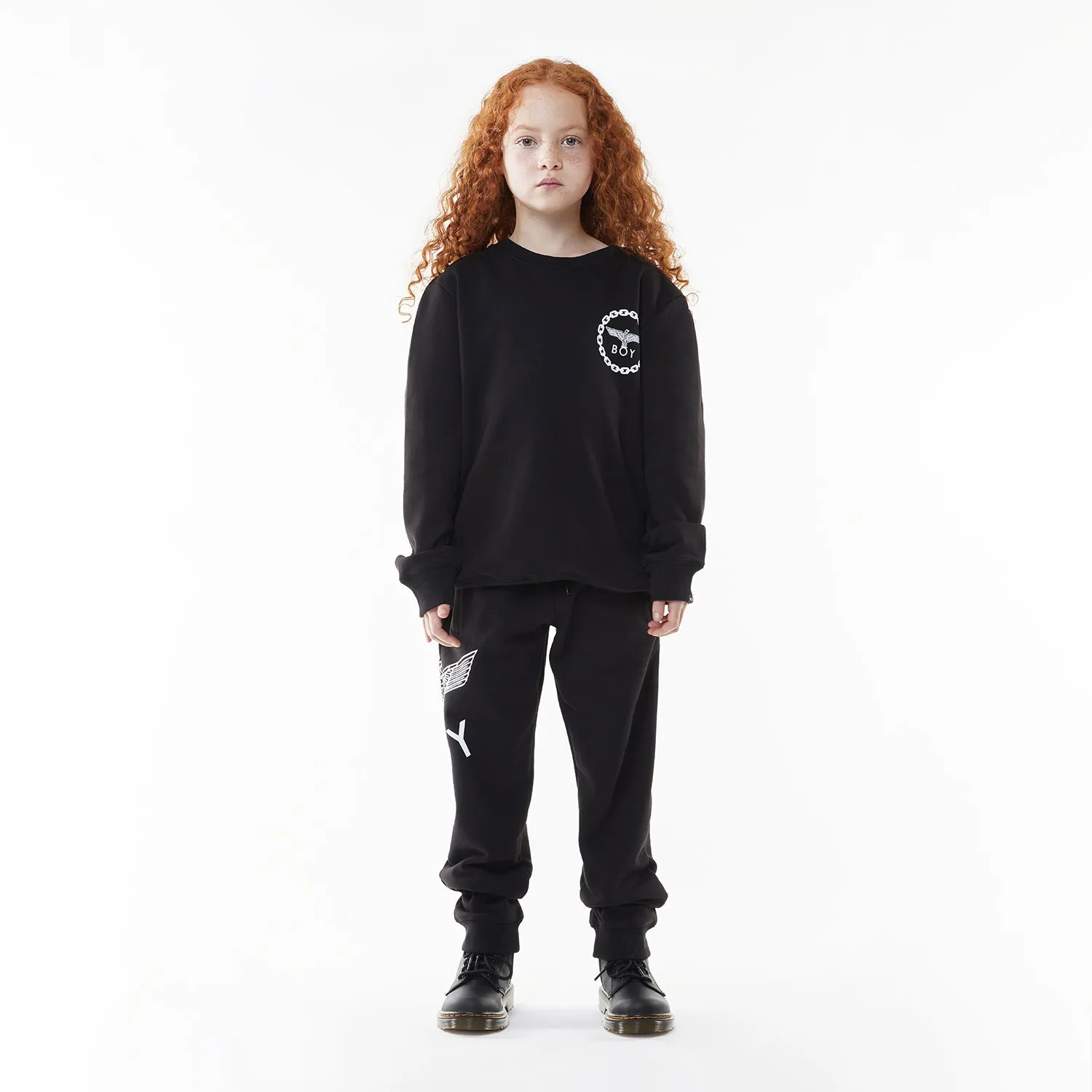 BOY EAGLE BACKPRINT KIDS SWEATSHIRT - BLACK