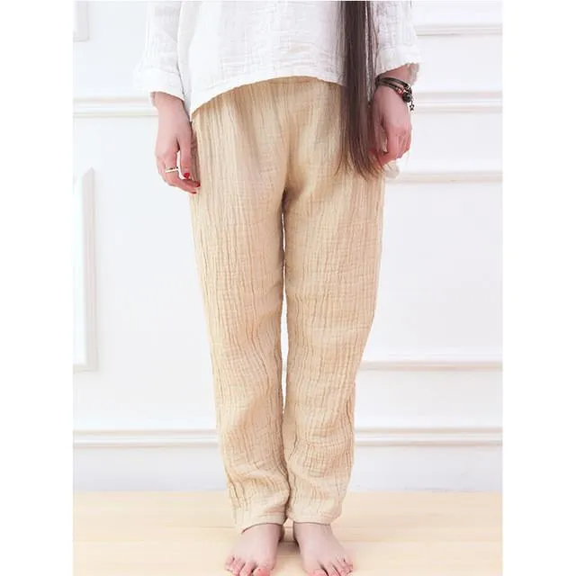 Breathable Loose Linen Trousers Vintage Pants Women Johnature 1278268