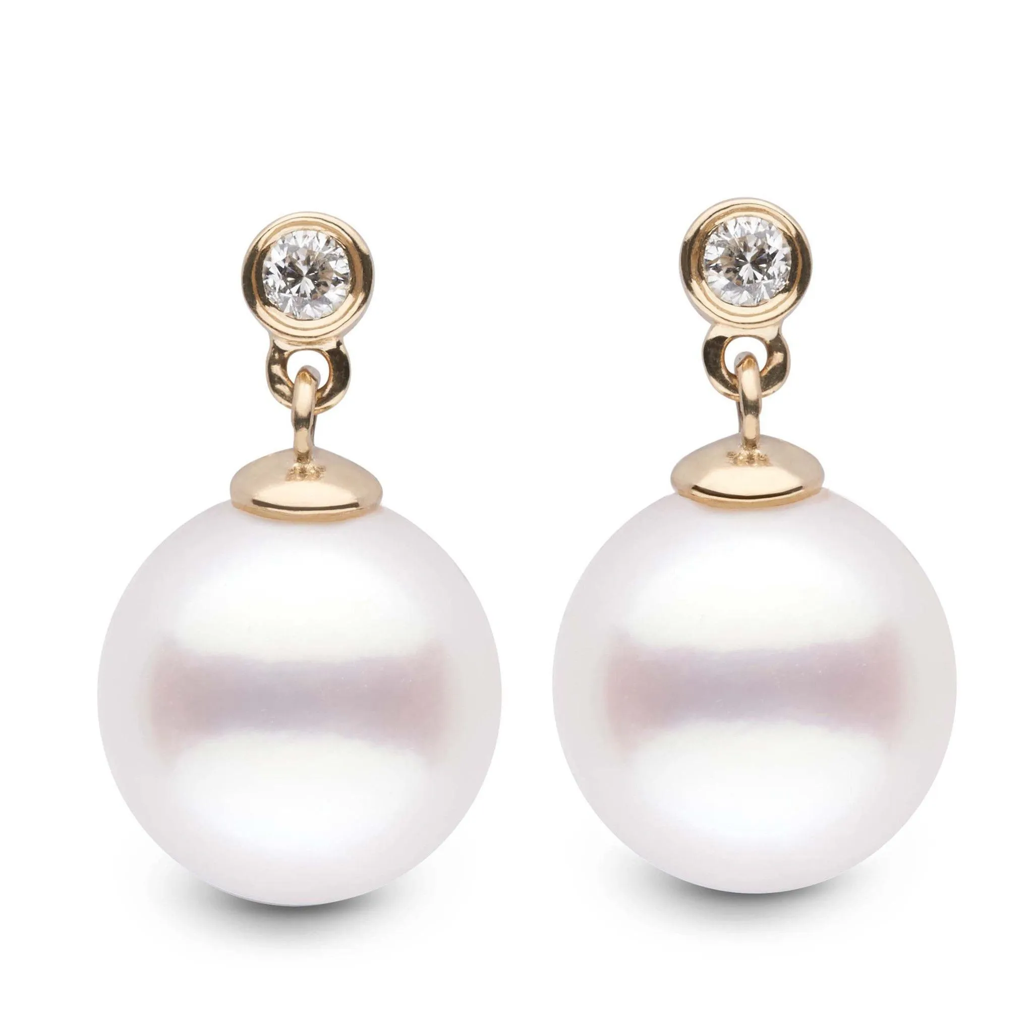 Brilliant Collection White South Sea 10.0-11.0 mm Pearl and Diamond Dangle Earrings