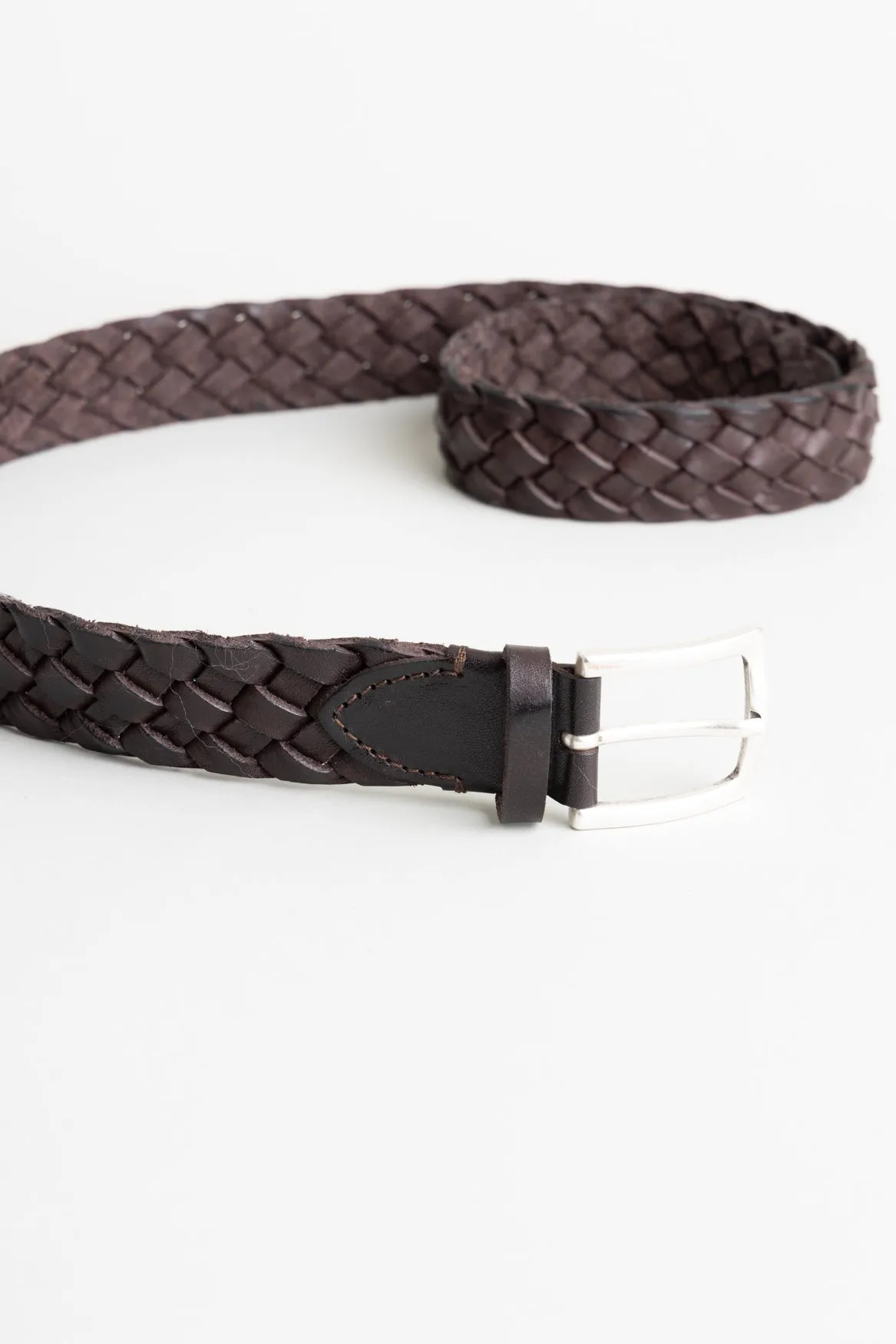 Brown Braided Leather Belt