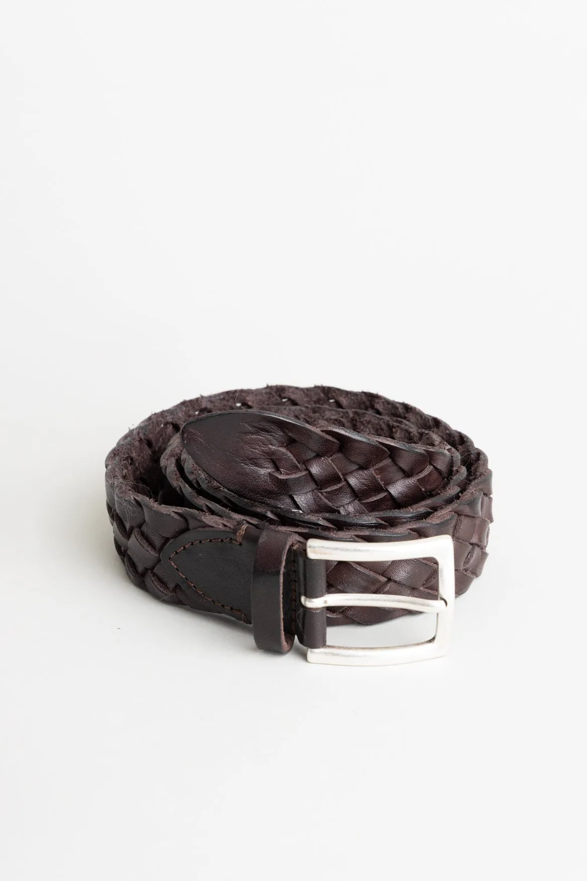 Brown Braided Leather Belt