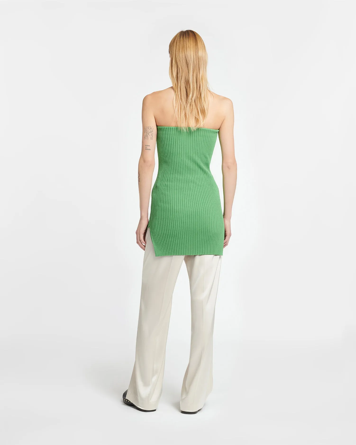 Brynn - Ribbed Sleeveless Top - Green