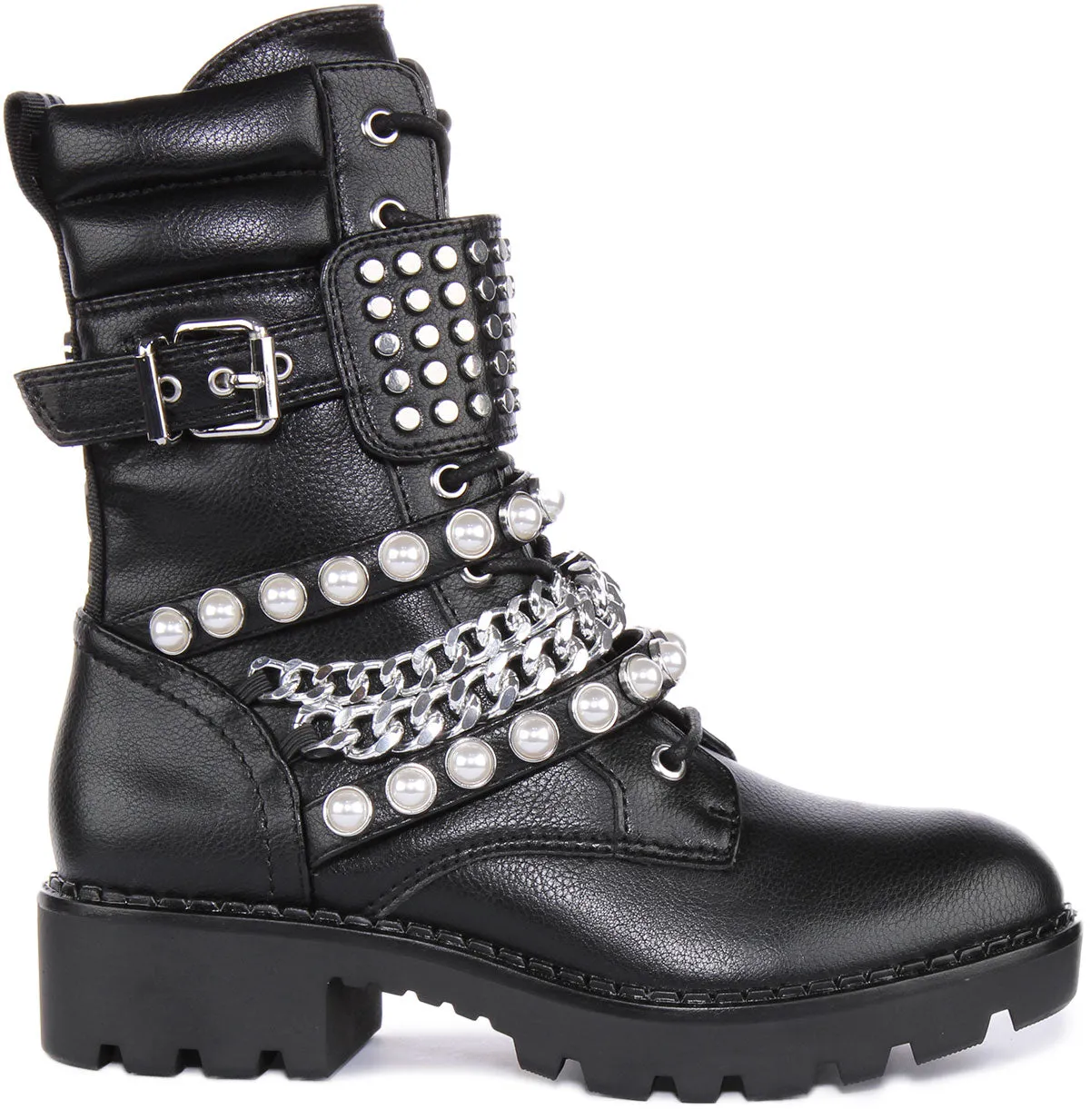 Buffalo Wave Stud Boot Combat In Black