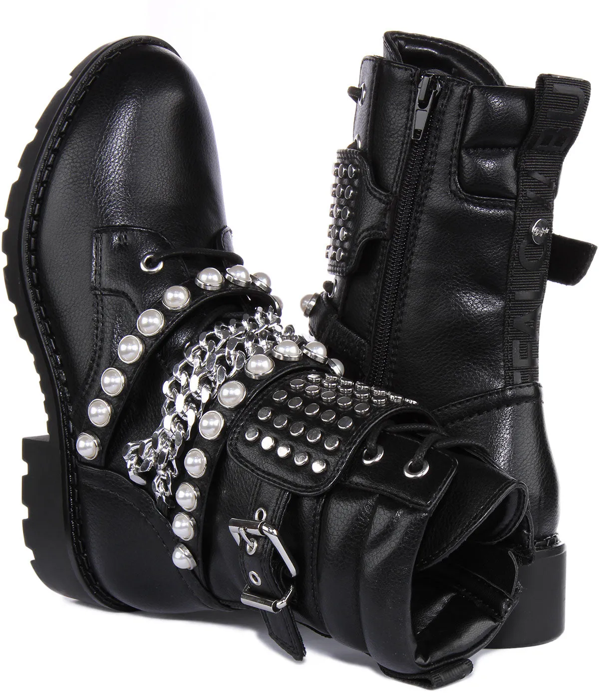 Buffalo Wave Stud Boot Combat In Black