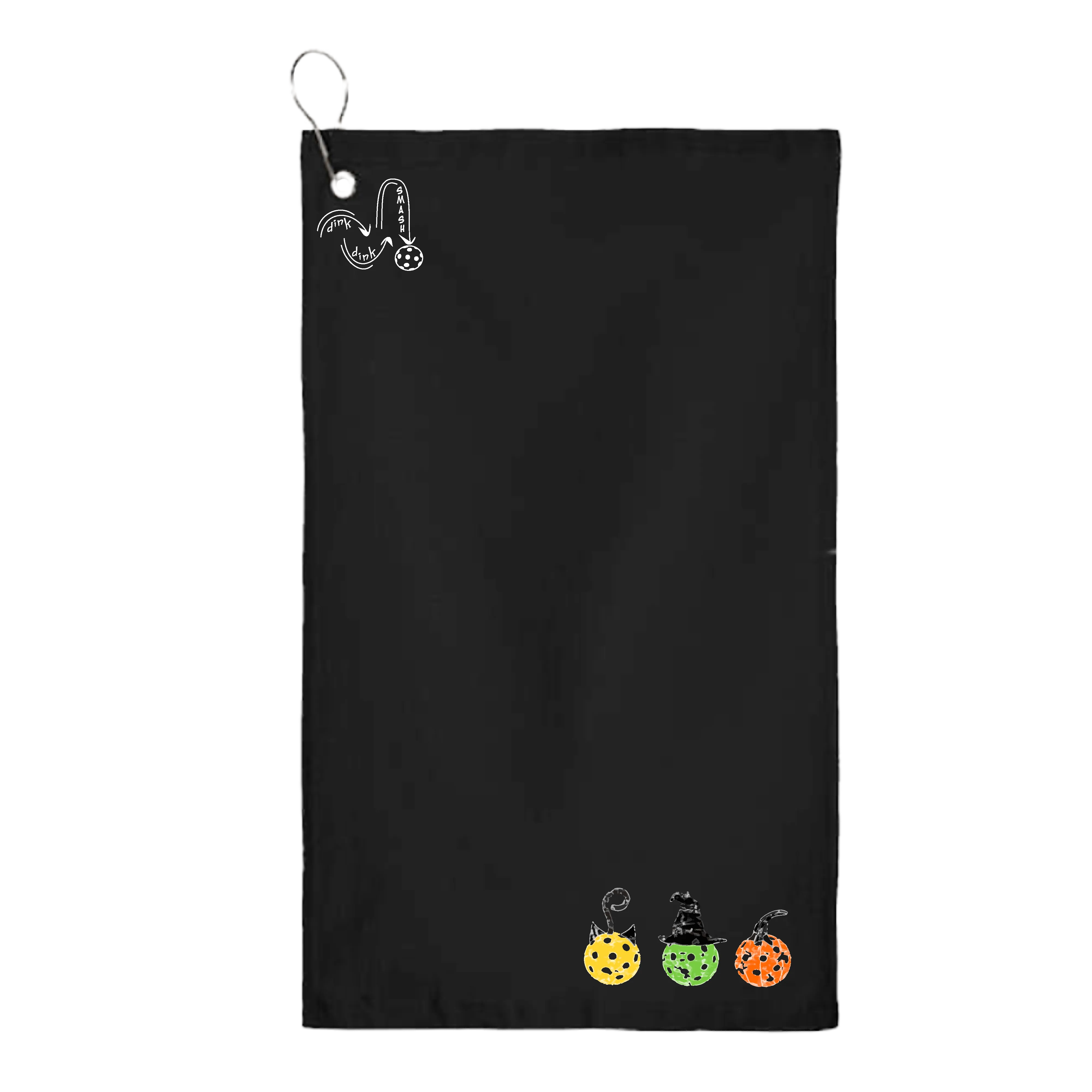 Cat Witch Pumpkin  | Pickleball Court Towels | Grommeted 100% Cotton Terry Velour