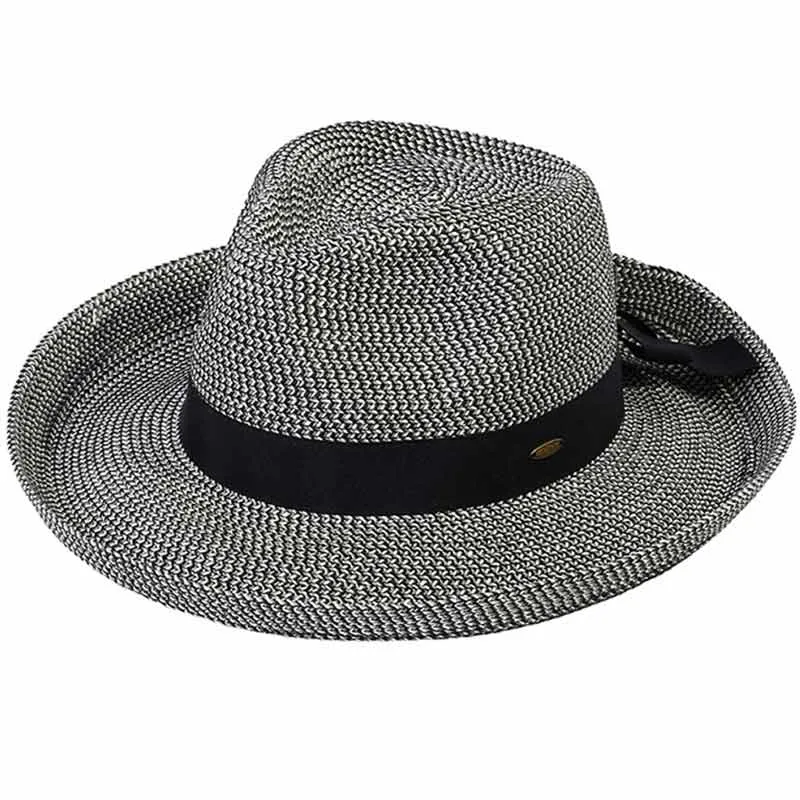 C.C Solid Bow Band Rolled Edge Panama Sunhat