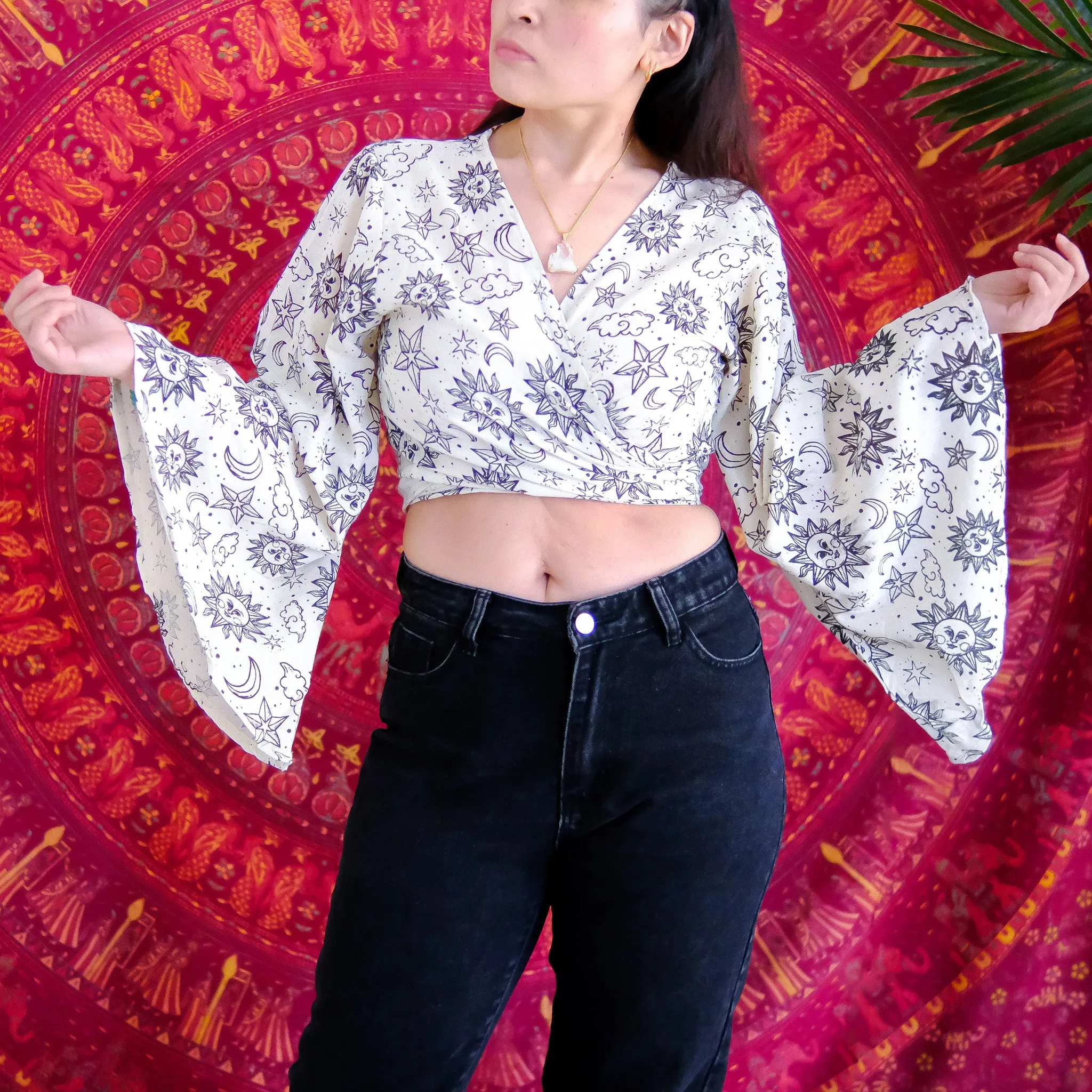 Celestial Cotton Wrap Top