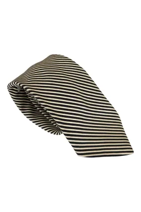 CERRUTI Black and Gold Stripe 60% Silk 40% Cotton Shorter Length Tie (58")