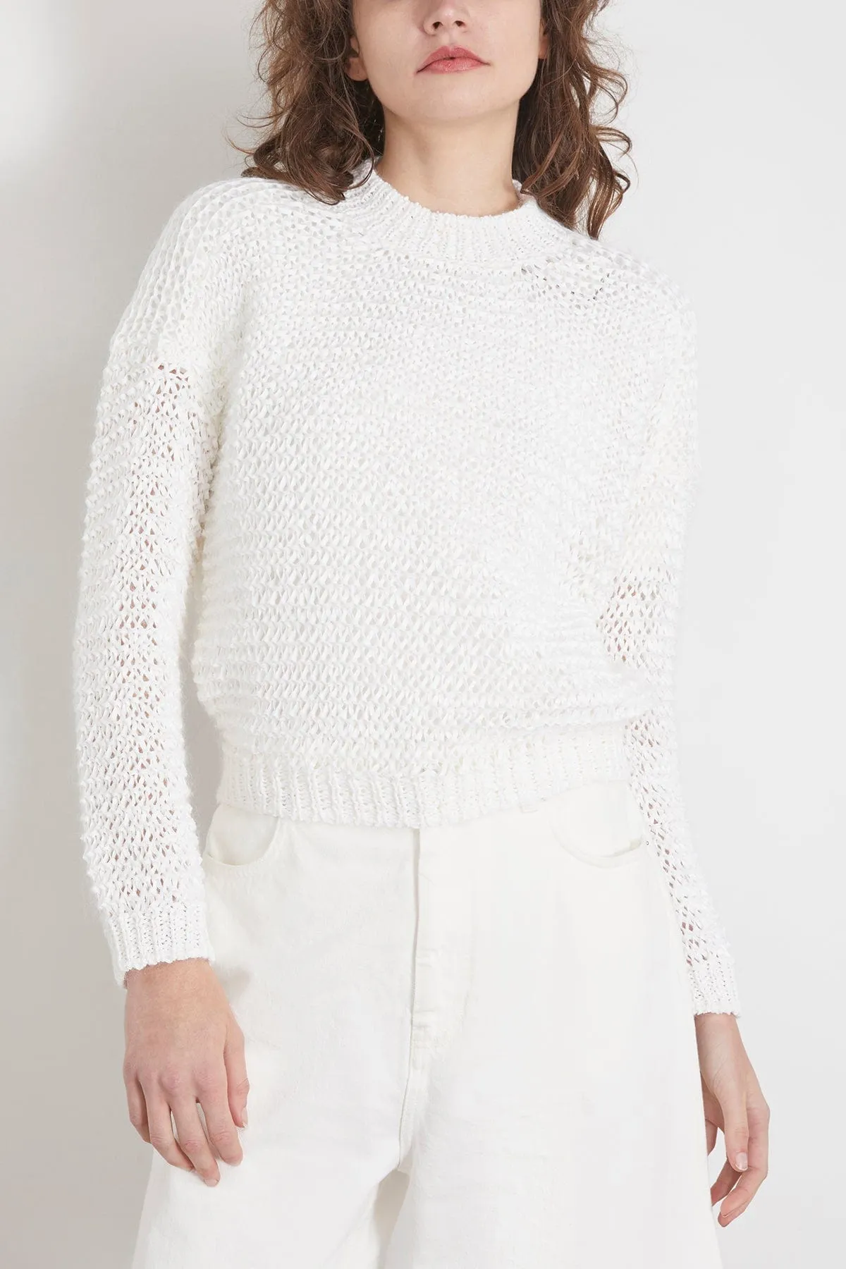 Chamois Tape Roundneck Sweater in White