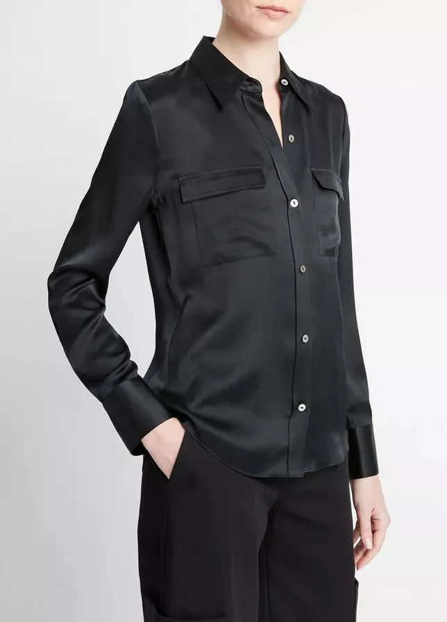 Chest Pocket Long Sleeve Blouse