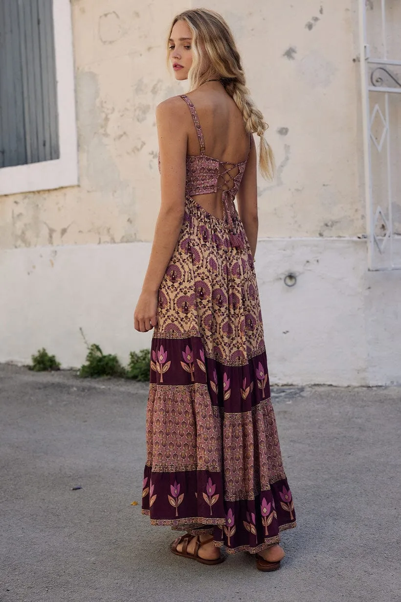 Chteau Quilted Strappy Maxi Dress | Grape