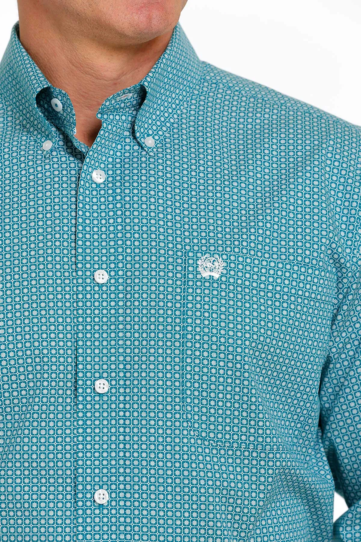 'Cinch' Men's Geo Print Classic Fit Button Down - Teal