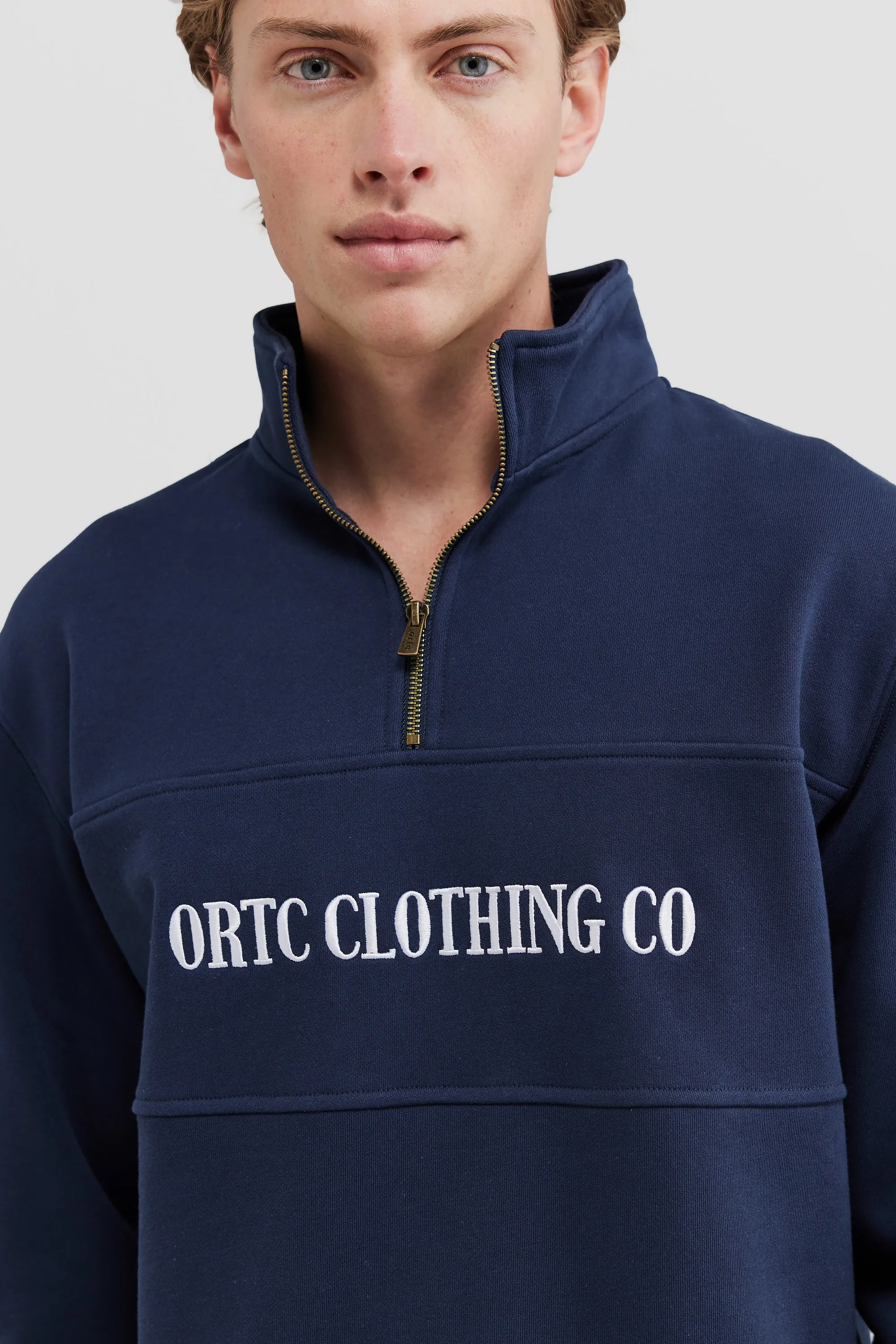 Classic Logo Quarter Zip Solid Navy