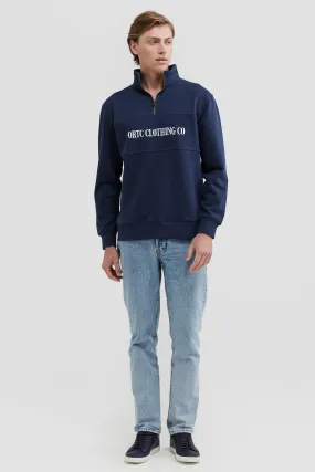 Classic Logo Quarter Zip Solid Navy