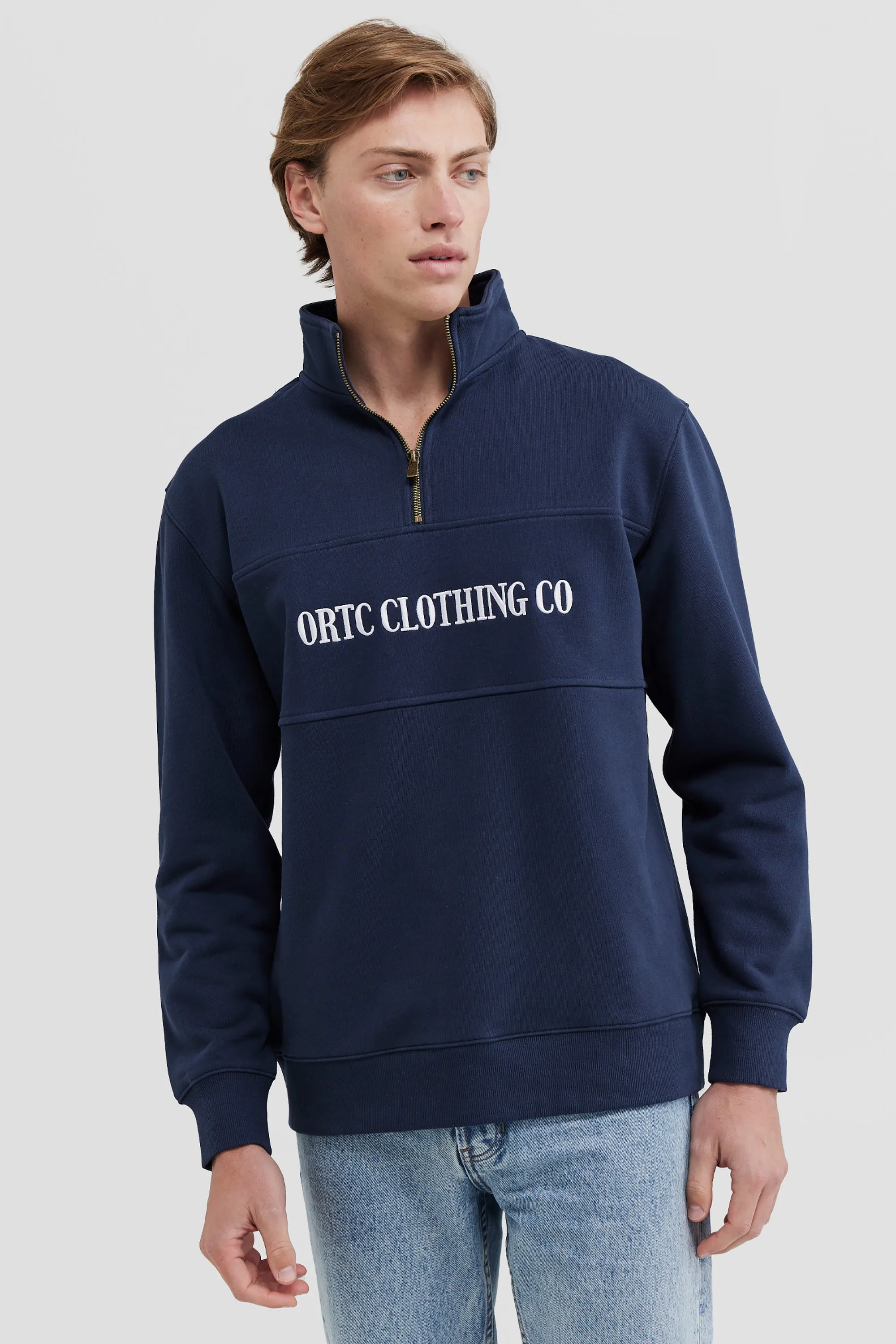 Classic Logo Quarter Zip Solid Navy