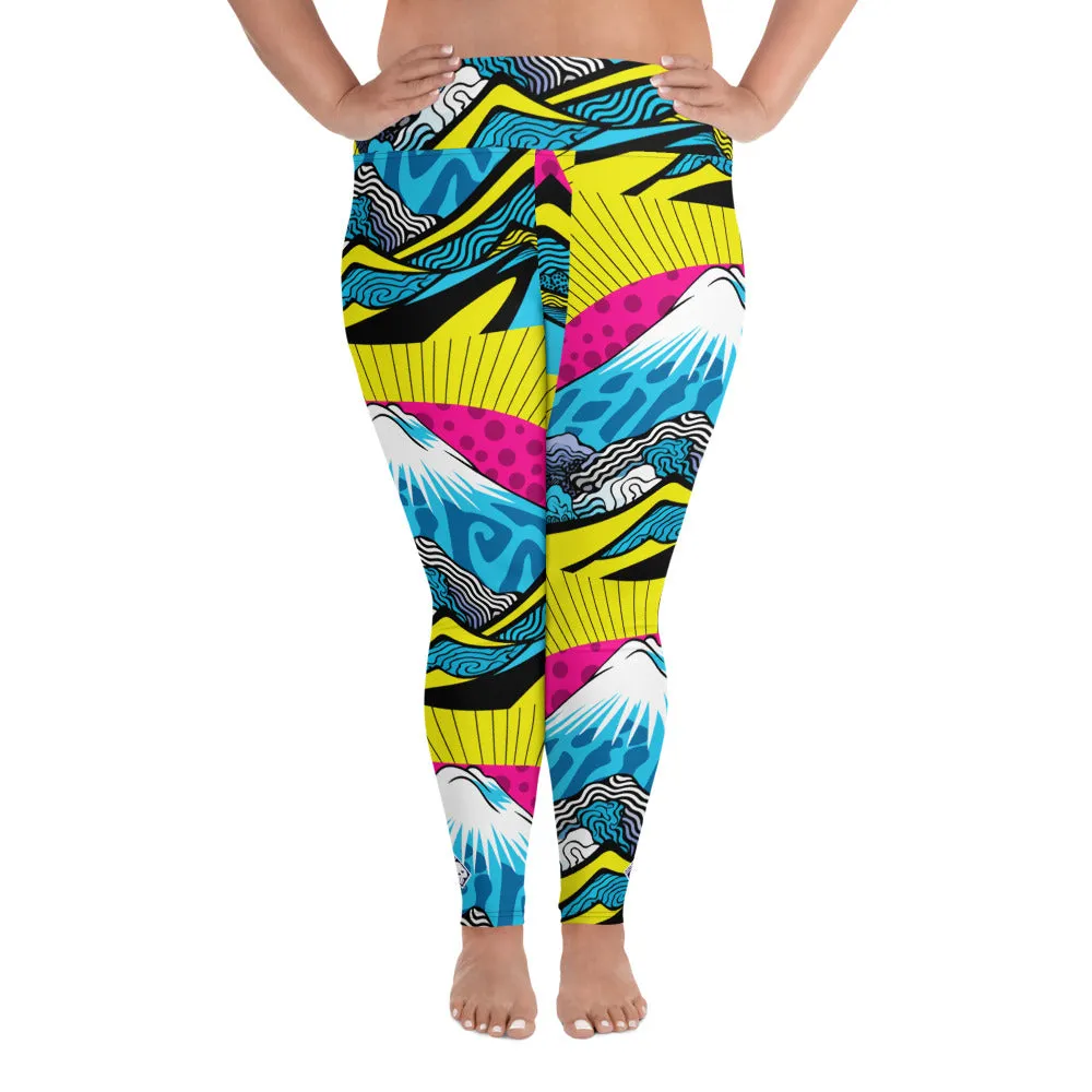 Colorful and Vibrant Roy Lichtenstein Mt Fuji Yoga Plus Sized Pants for Women 002