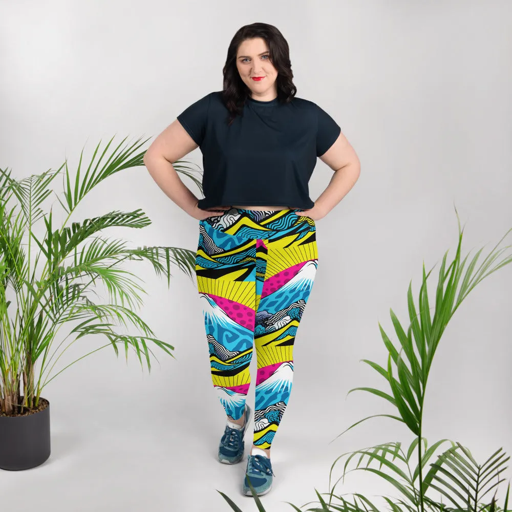 Colorful and Vibrant Roy Lichtenstein Mt Fuji Yoga Plus Sized Pants for Women 002