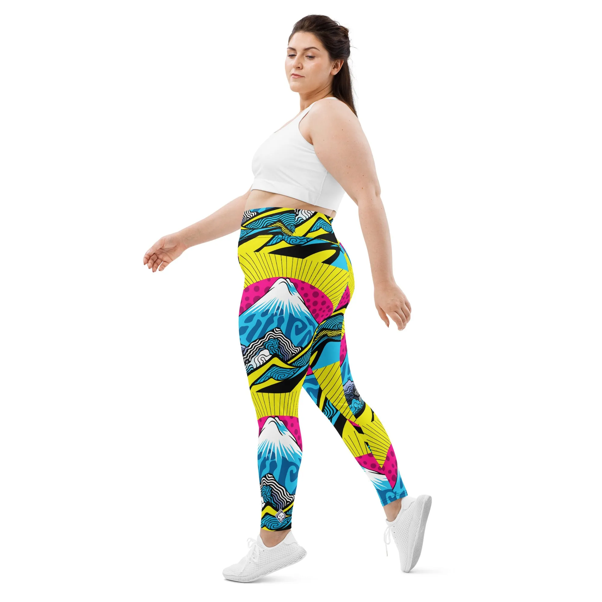 Colorful and Vibrant Roy Lichtenstein Mt Fuji Yoga Plus Sized Pants for Women 002