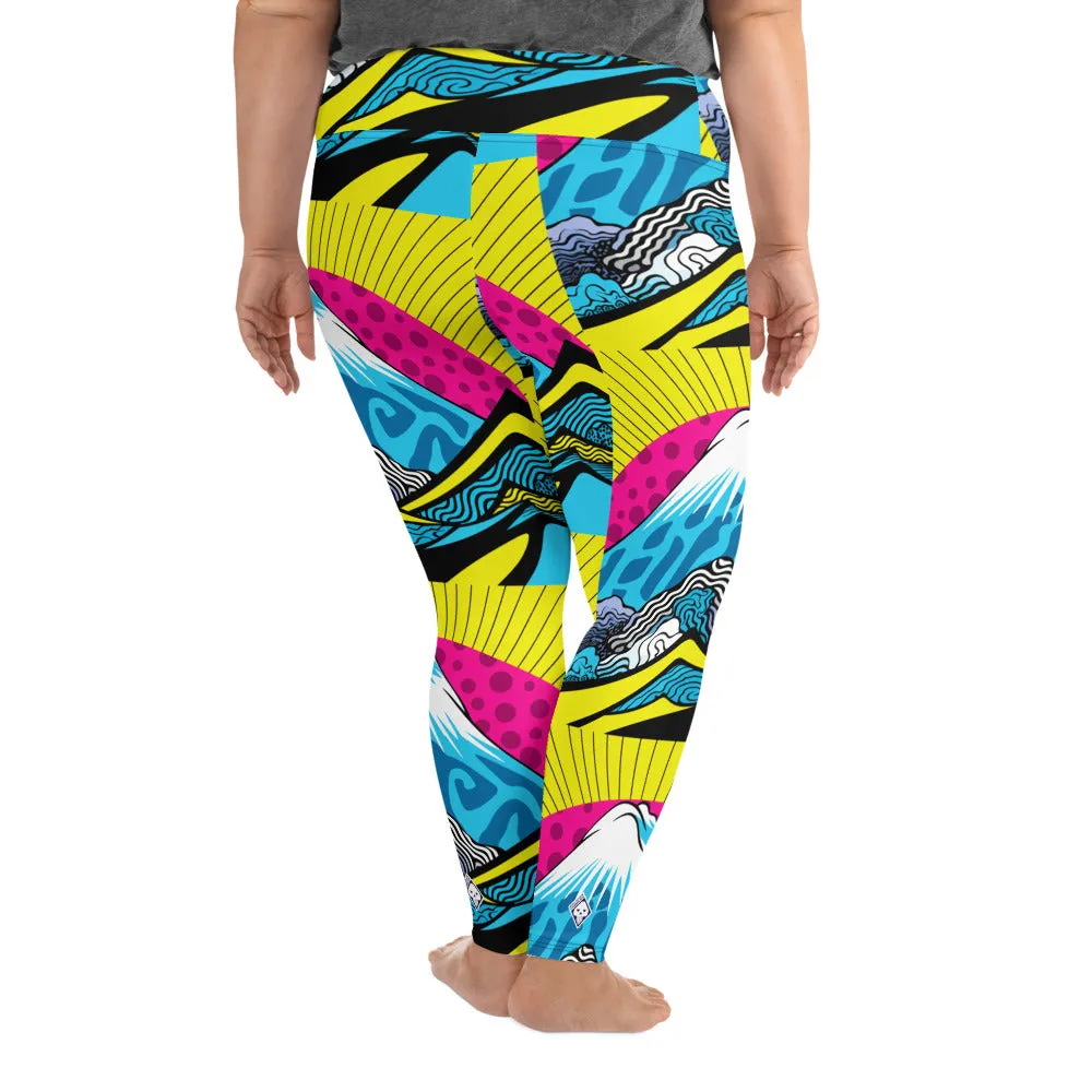 Colorful and Vibrant Roy Lichtenstein Mt Fuji Yoga Plus Sized Pants for Women 002